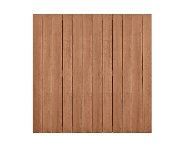 Hardhout geschaafd schutting design 28-planks onbehandeld - 180 x 180 cm - Afbeelding 1